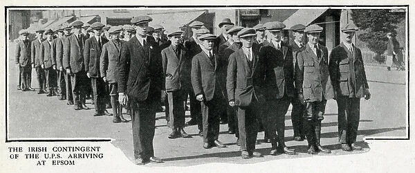 Irish contingent of UPS arriving at Epsom, Surrey, WW1