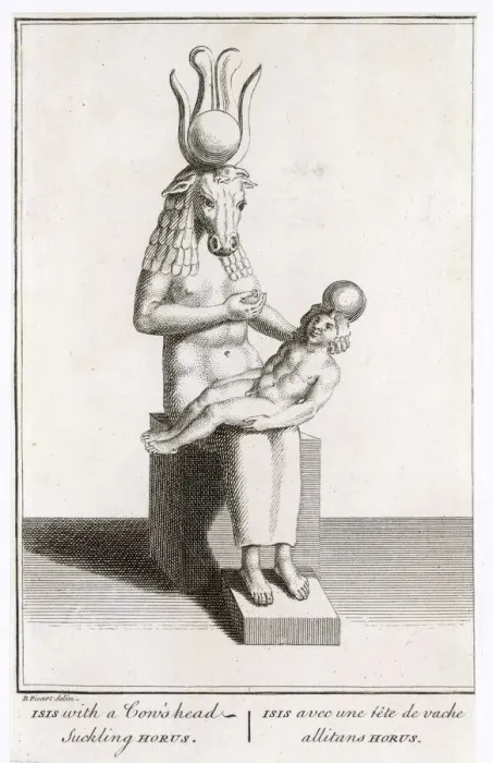 Framed Print : Print of Isis with Cow's Head, Suckling Horus Framed Print : Print of Isis with Cow's Head, Suckling Horus