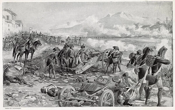 ITALIAN CAMPAIGN At the battle of LODI, Napoleon personally aims a cannon Date
