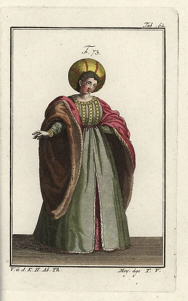 Italian noblewoman in courtly dress with fur-lined