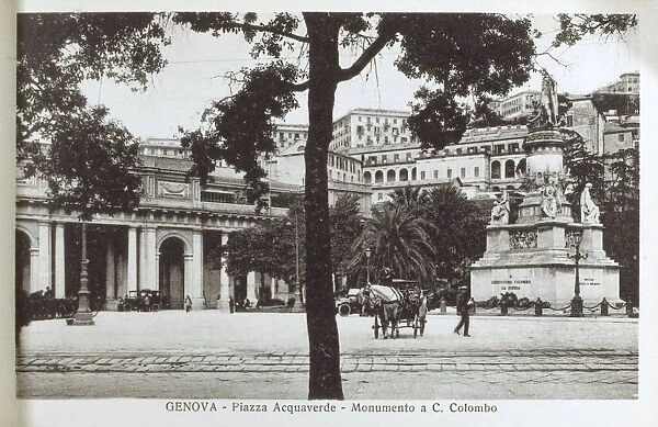 Italy, Genoa - Piazza Acquaverde - Monument to Columbus