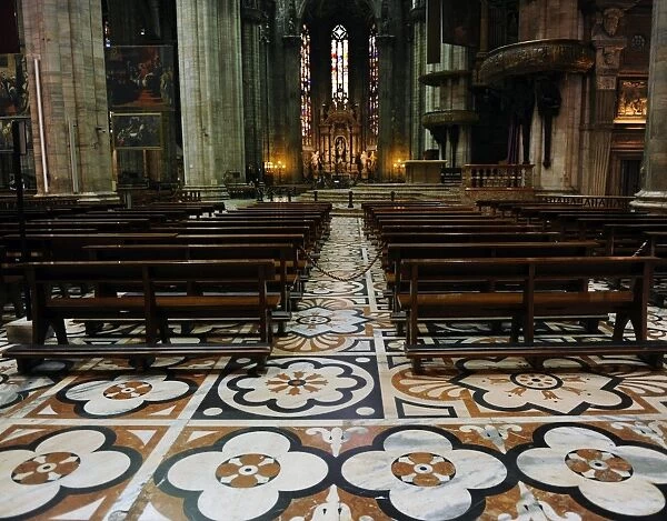 Italy. Milan. Cathedral. Polychromed marble mosaics from Can