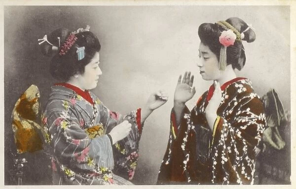 Japan - Geisha girls mock fighting