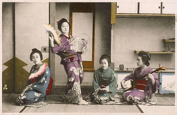 Japan - Women dancing and playing musical instruments
