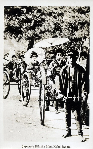 Japanese Rickshaw Drivers, Kobe, Japan. Date: 1928