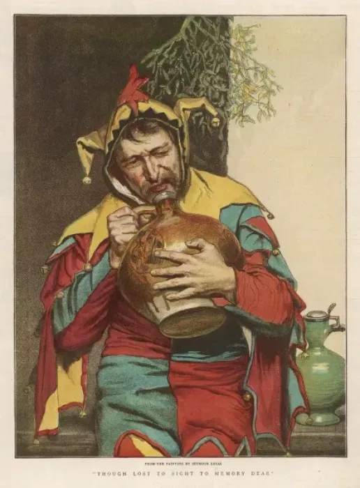 Framed Print : Jester Drinking Print Framed Print : Jester Drinking Print