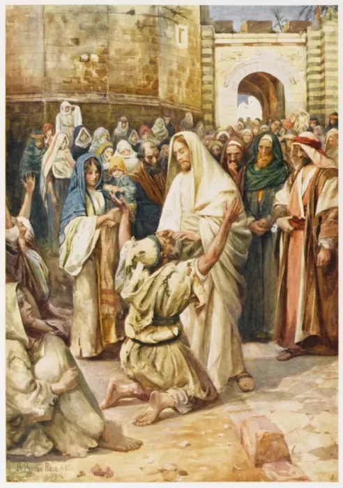 Framed Print : Jesus Heals Blind Bartimaeus Print Framed Print : Jesus Heals Blind Bartimaeus Print