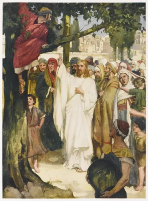 Framed Print : Jesus and Zacchaeus, a Print Framed Print : Jesus and Zacchaeus, a Print