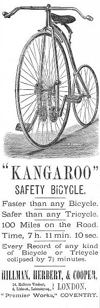 Kangeroo safety bicycle advert, 1885