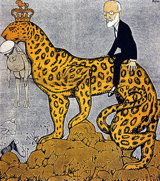 King Constantine of Greece as a leopard ridden by Venizelos