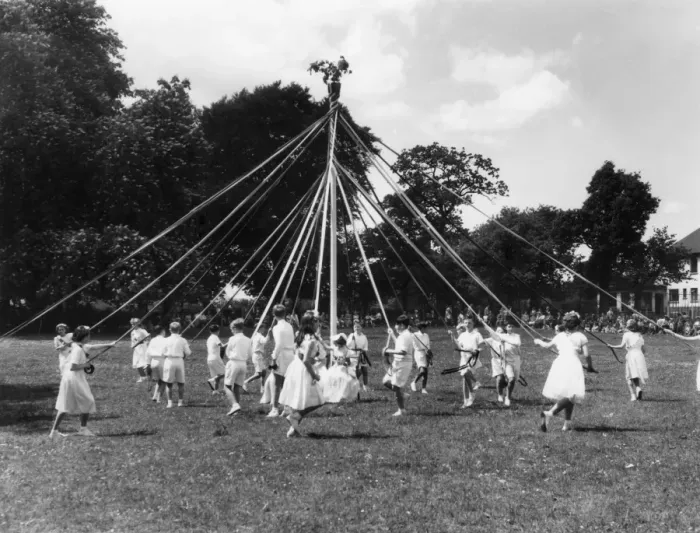 Framed Print : Kingsteignton Maypole Dancing Print, 1950s Framed Print : Kingsteignton Maypole Dancing Print, 1950s