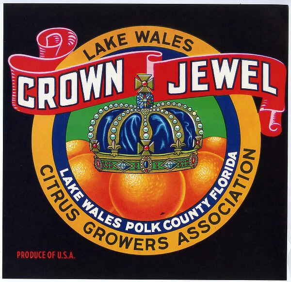 Label design, Crown Jewel citrus fruit, Florida, USA