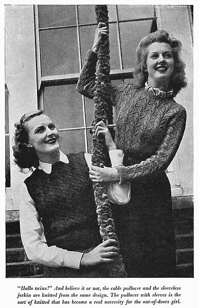 Ladies knitted cable pullover and jerkin, circa 1941