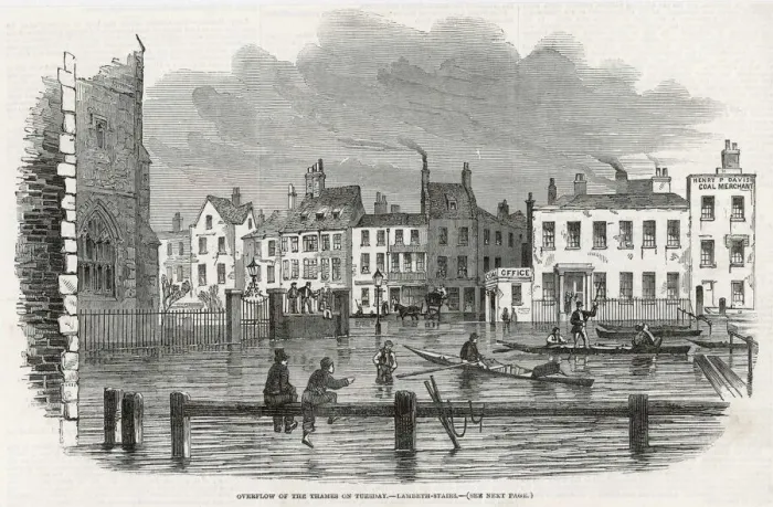 Framed Print : Lambeth Floods 1850 Print Framed Print : Lambeth Floods 1850 Print
