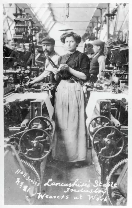 Framed Print : Lancashire Weaver Print - 1890s Cotton Mill Scene Framed Print : Lancashire Weaver Print - 1890s Cotton Mill Scene