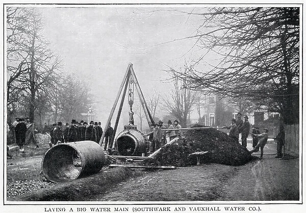 Laying big main water pipes, Southwark and Vauxhall 1900