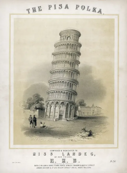 Framed Print : Leaning Tower Print - The Pisa Polka Music Sheet Framed Print : Leaning Tower Print - The Pisa Polka Music Sheet