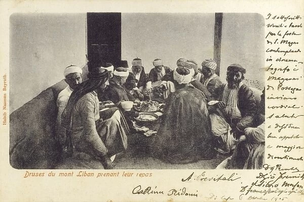 Lebanon - Druze eating a meal