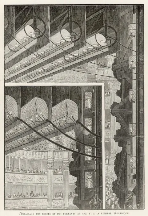 Framed Print : Print of Lighting at L Opera 1887 Framed Print : Print of Lighting at L Opera 1887