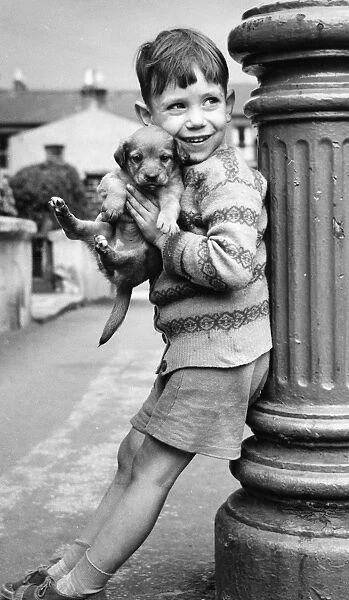 Little boy with puppy, Balham, SW London