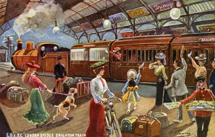 Framed Print : London Bridge to Brighton Train Print, 1909 Framed Print : London Bridge to Brighton Train Print, 1909
