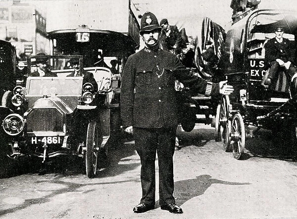 London policeman directing traffic