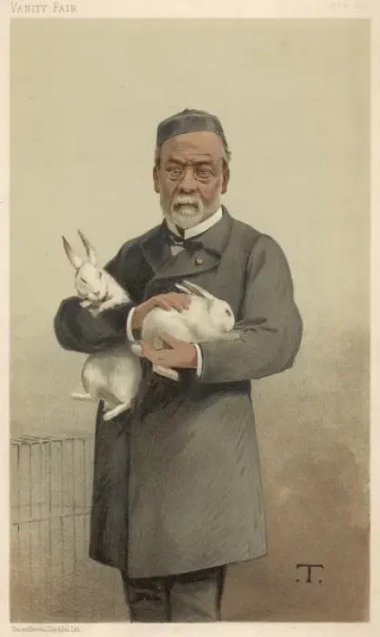 Framed Print : Louis Pasteur Print with Rabbits Framed Print : Louis Pasteur Print with Rabbits