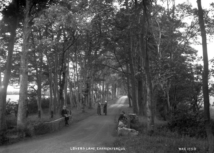 Framed Print : Early 20th Century Print of Lovers Lane, Carrickfergus Framed Print : Early 20th Century Print of Lovers Lane, Carrickfergus