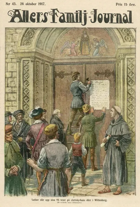 Framed Print : Print of Luther Nailing 95 Theses to Wittenberg Church Door Framed Print : Print of Luther Nailing 95 Theses to Wittenberg Church Door