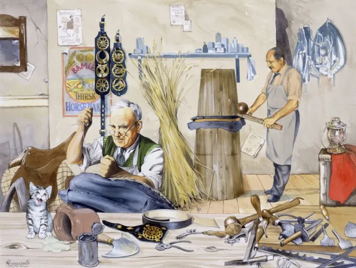 Framed Print : Print of Horse Tack in a Workshop Framed Print : Print of Horse Tack in a Workshop