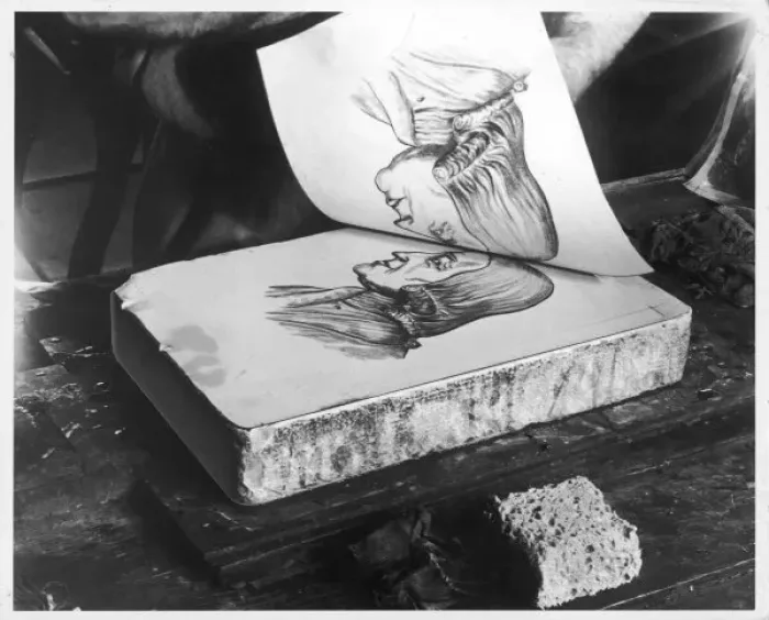 Framed Print : Lithograph Print on Lithographic Stone