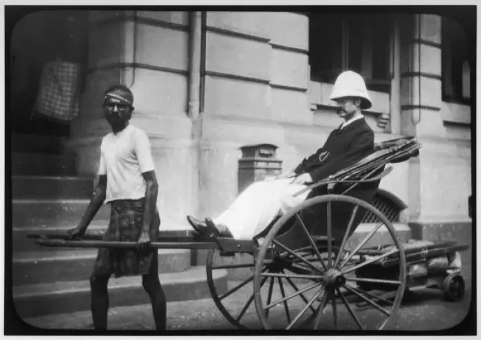 Framed Print : Man in Rickshaw Print Framed Print : Man in Rickshaw Print