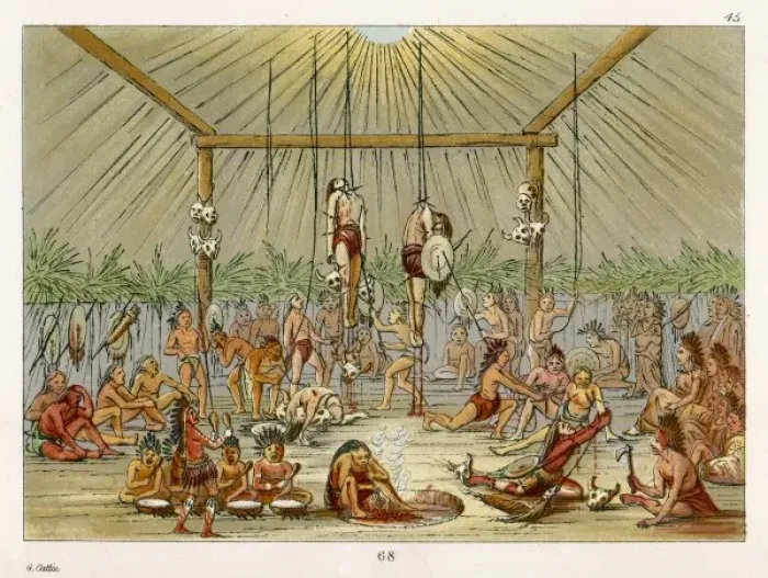 Framed Print : Mandan Initiation Rite Print Framed Print : Mandan Initiation Rite Print