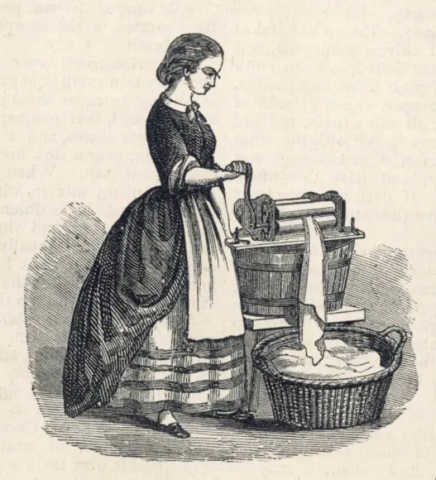 Framed Print : Woman Using a Mangle Print Framed Print : Woman Using a Mangle Print