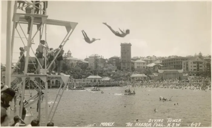 Framed Print : Manly Diving Tower Print, 1900s Framed Print : Manly Diving Tower Print, 1900s