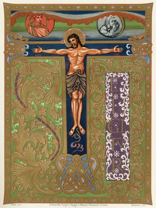 Framed Print : Illuminated Manuscript Print of Ornate Crucifix Letter T Framed Print : Illuminated Manuscript Print of Ornate Crucifix Letter T