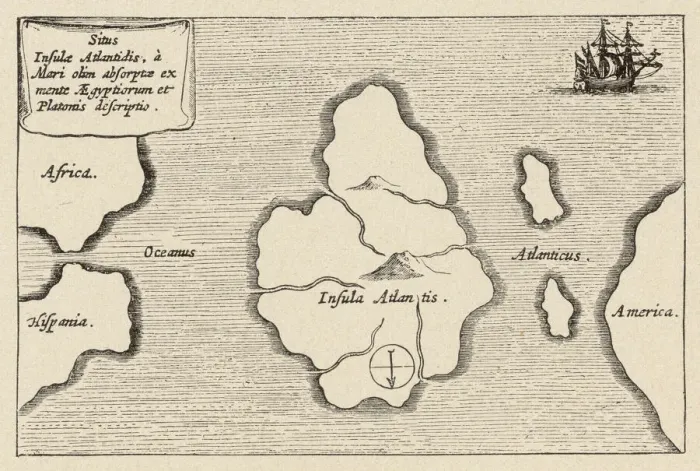 Framed Print : Map of Atlantis Print, 17th Century Framed Print : Map of Atlantis Print, 17th Century