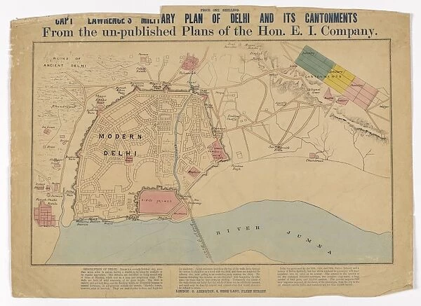 Map: Capt Lawrences Military Plan of Delhi