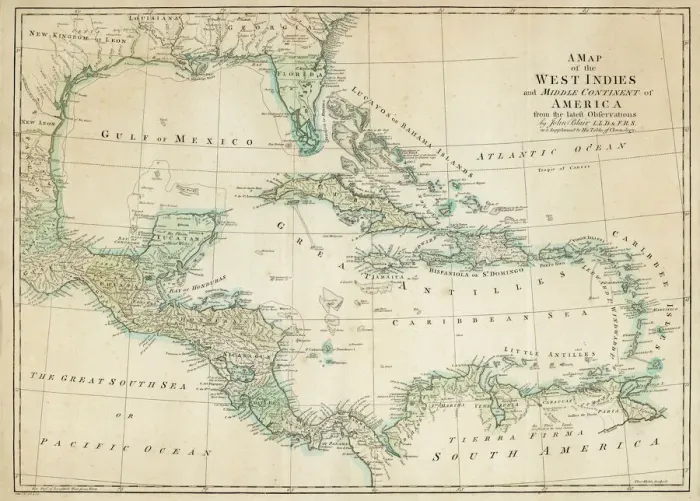 Framed Print : Caribbean Map Print Framed Print : Caribbean Map Print