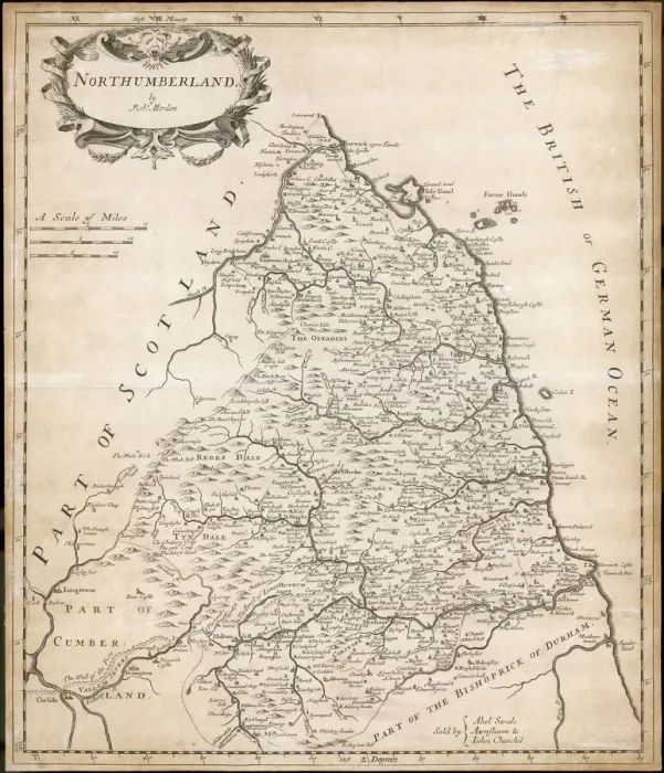 Framed Print : Map of Northumberland Print 1695 by Robert Morden