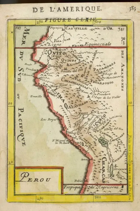 Framed Print : Print of Map of Peru 1683 Mallet Perou Framed Print : Print of Map of Peru 1683 Mallet Perou