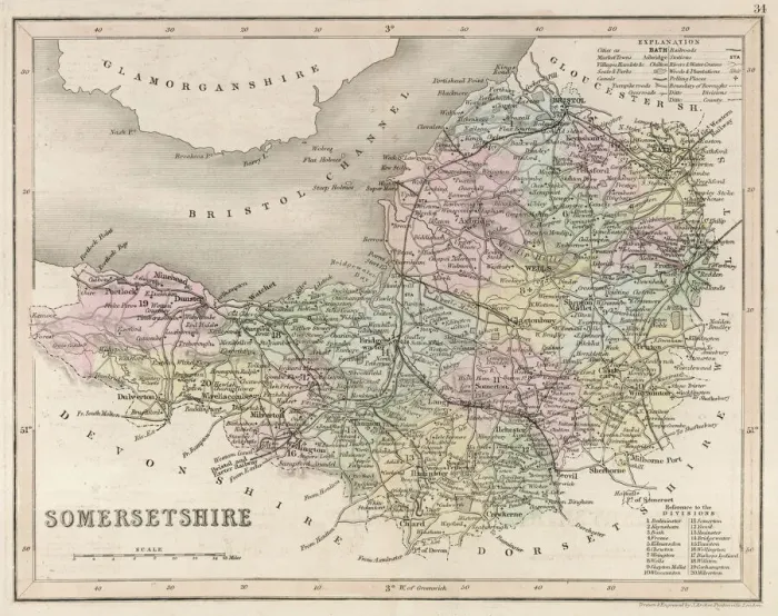 Framed Print : Somerset Print C1857 Map Framed Print : Somerset Print C1857 Map