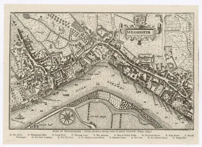 Framed Print : Print of 1593 Westminster Map Framed Print : Print of 1593 Westminster Map