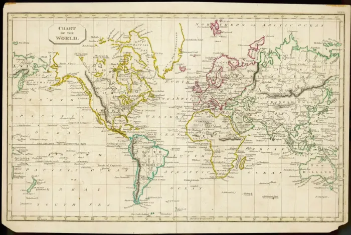 Framed Print : 1827 World Map Print Framed Print : 1827 World Map Print