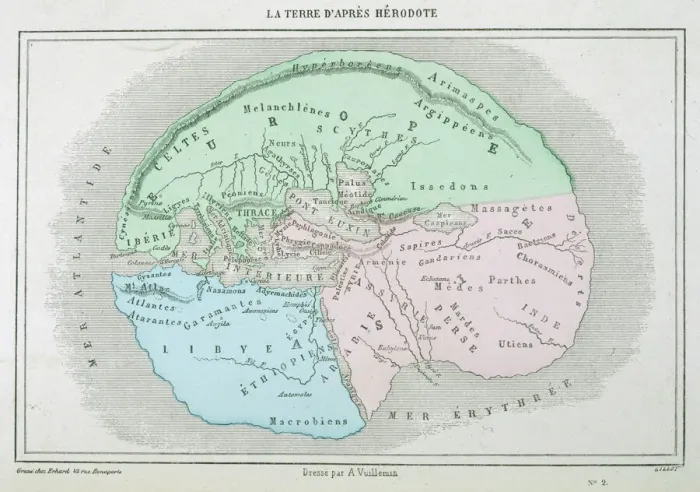Framed Print : Herodotus World Map Print Framed Print : Herodotus World Map Print