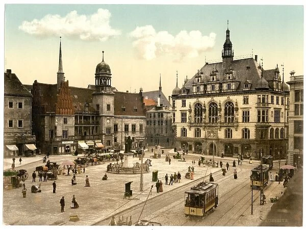 The market place and side of Hotel de Ville, Halle, German S