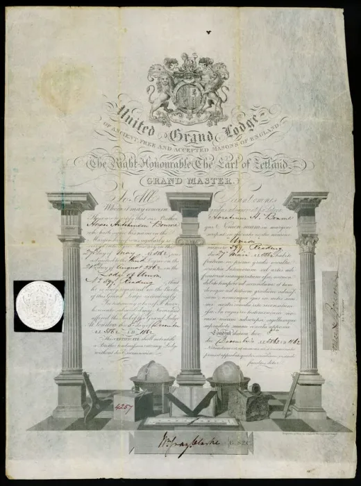 Framed Print : Masonic Certificate Print of the UNITED GRAND LODGE of England Framed Print : Masonic Certificate Print of the UNITED GRAND LODGE of England