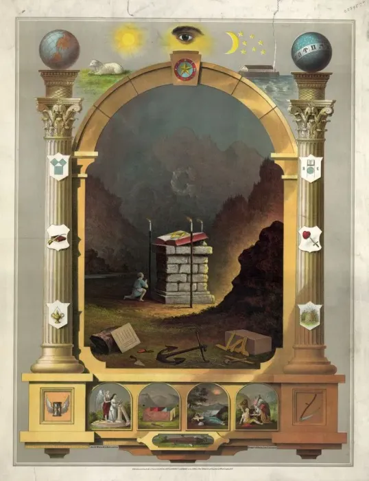 Framed Print : Masonic Chart Print, c1872 Framed Print : Masonic Chart Print, c1872