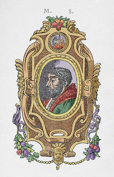 Maurice Sceve (c. 1501-1564). Colored engraving
