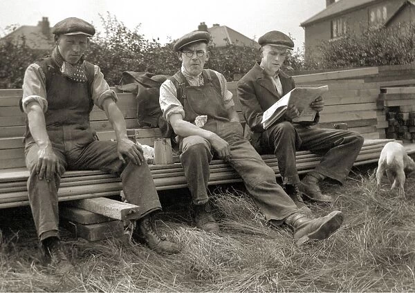 Three men taking a break